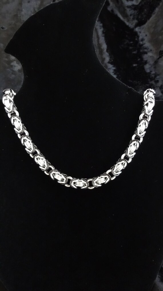 Items similar to Black and Silver Chain Mail Necklace on Etsy