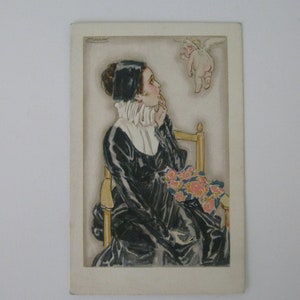Mauzan - Artist Signed Post Card - Woman with Angel - Series #2-5 - Unused - 1910