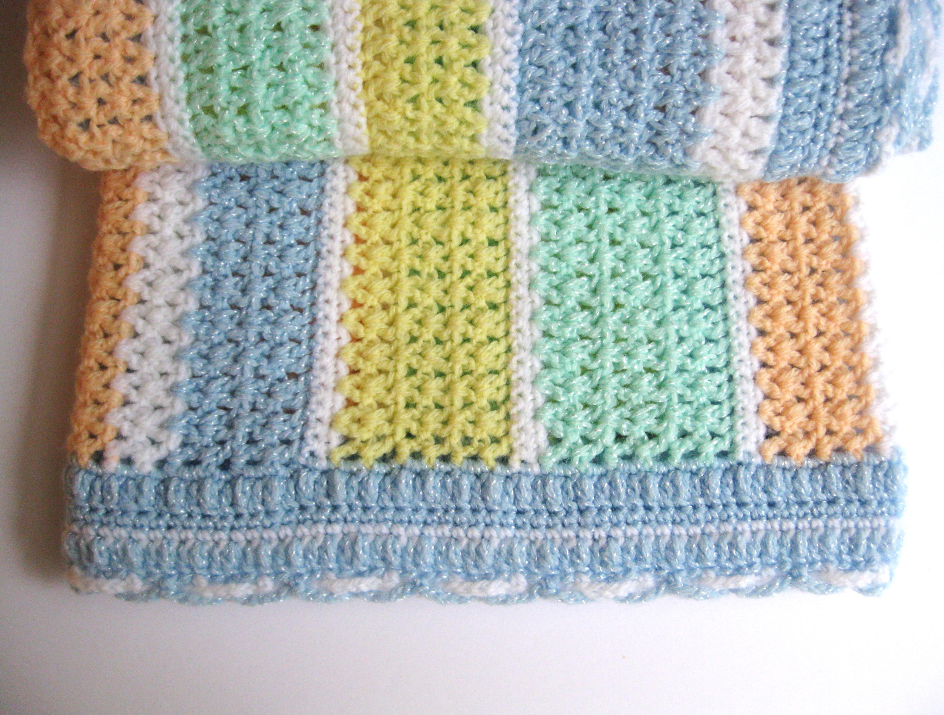Soft and Colorful Hand Crochet Baby Blanket - Striped With