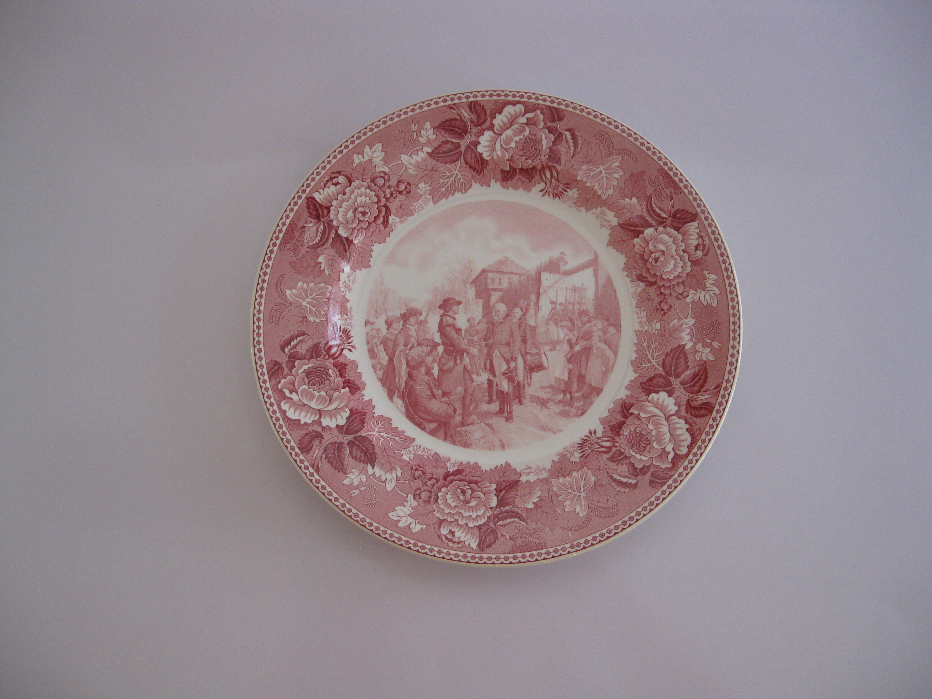 ON SALE Antique Red and White 101/2 Dinner Plate Etsy