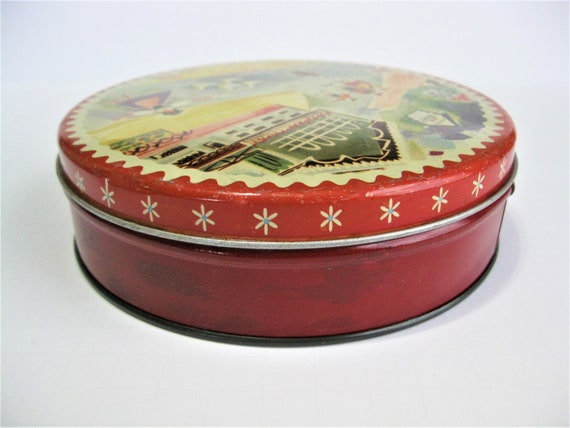 Antique 1950's Luncheon Tin with Lid - 6" Round B… - image 4