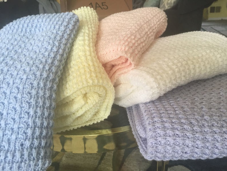 Soft as a cloud knitted crib size cotton baby blanket Etsy