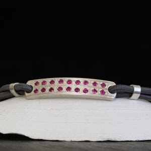 Rubies sterling silver cord bracelet.