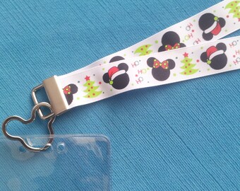 Disney KTTW Card Holder/Lanyard  - Christmas Mickey & Minnie - Non-scratchy - Child or Adult