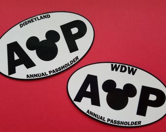 Annual Passholder Bumper Sticker or Car Magnet - Walt Disney World or  Disneyland - Handmade!