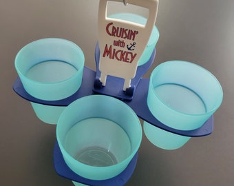 Cruise Beverage Carrier - Cruisin' with Mickey or Seas the Day - CarryAround Cup Carrier - Reusable - Fish Extender Gift - DCL