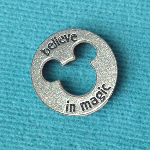 Disney Pewter "Believe in Magic" Token Coin - "Pieces of Magic" with Mickey Head Cutout