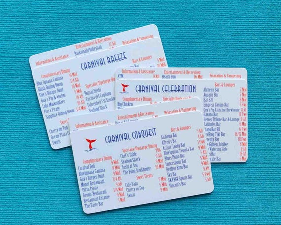 Carnival Cruise Deck Locator® Cards: Cruise Wayfinders - All Ships Available