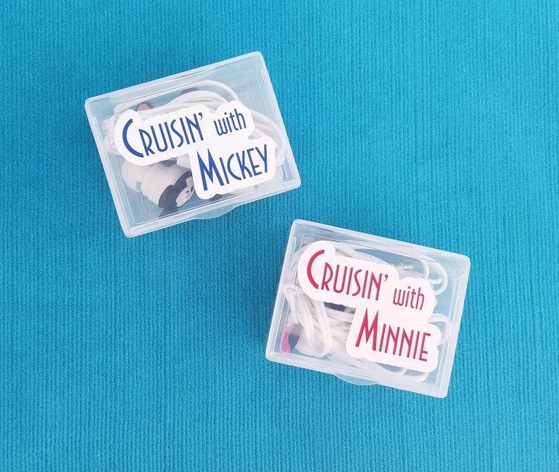 Cruisin' with Mickey Cruisin' with Minnie Earbuds & Case Fish Extender Gift Earphones Disney Cruise FE Gift image 1