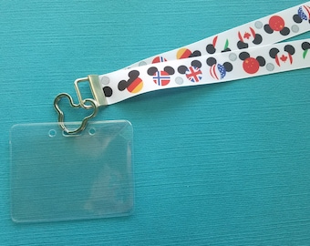 Disney KTTW Lanyard - Nation Mickey Heads, Soft Grosgrain Ribbon