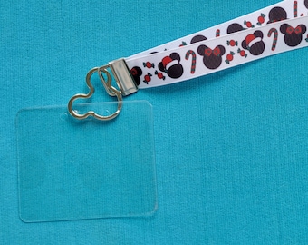 Mickey & Minnie Christmas Lanyard - Disney Cruise, Soft Grosgrain Ribbon