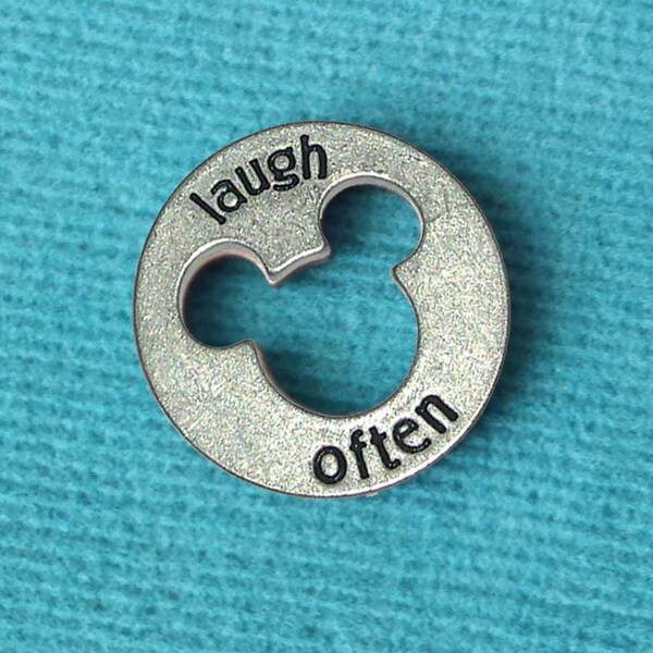 Disney Pewter "Laugh Often" Token Coin - "Pieces of Magic" with Mickey Head Cutout