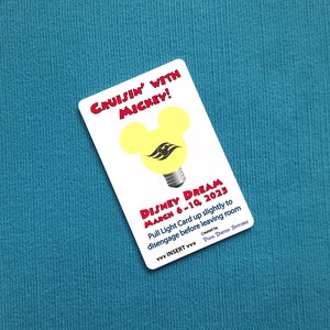 Mickey Lightbulb DCL Disney Cruise Light Card® mit benutzerdefinierten Schiff und Daten - Card Key Switch Aktivator für Fish Verlängerung FE Geschenk