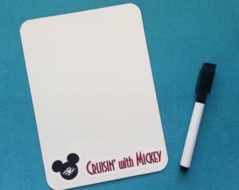 Disney Cruise - DCL - Logo Mickey Head Memo Board - White Board - 5" x 7" Dry Erase Board - Cruise Door Sized - Fish Extender - FE Gift