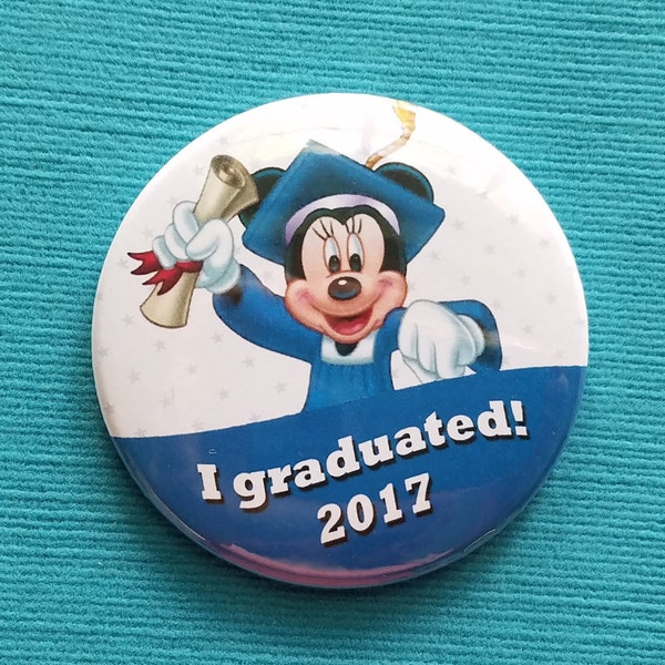 Graduation Button - 2024 - 2025 - 2026 - Disney Cruise - Disney World - Disneyland - Celebration Button - Pin - Magnet - Grad Minnie