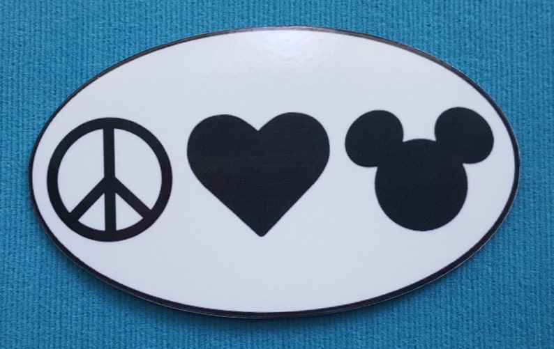 Download Peace Love Mickey Bumper Sticker or Car Magnet Handmade | Etsy