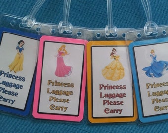 Set of Four Princess Luggage Tags for Your Disney World - Land - Cruise Trip