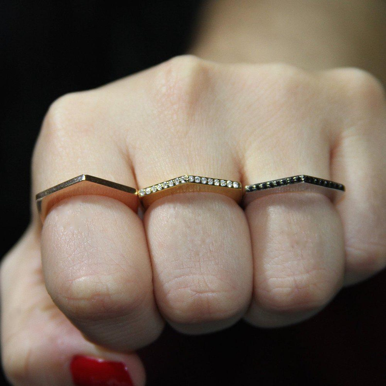 14k Gold Pyramid Ring - Etsy