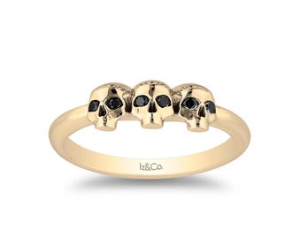 Past, Present & Future Black Diamond Skull Ring