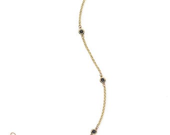 Endloses schwarzes Diamant Armband