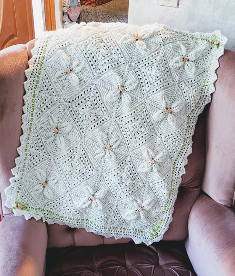 Knitted Lacey Pram Blanket