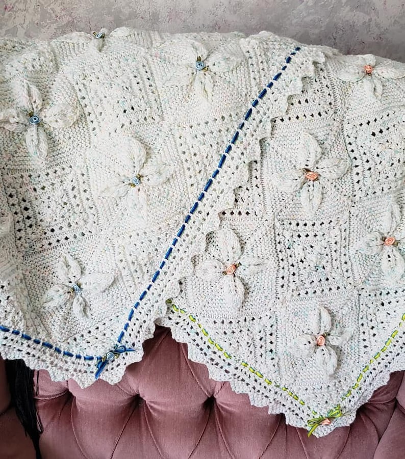 Knitted Lacey Pram Blanket