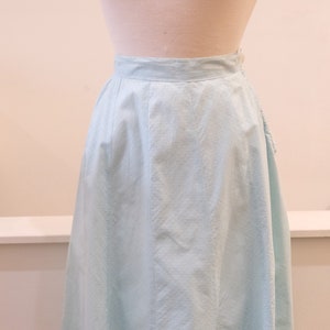 1940&#39;s Vintage Ice Blue Gored Skirt-25&quot; Waist Modern 2 Light Spring Summer Pique Octagonal Embossed Cotton Separate