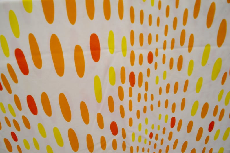 1980/'s Vintage Melon Yellow Orange White Swim Suit Lycra Fabric 1 yard 27 by 36 wide Obtuse Slurred Polka dots Bikini or 1 Piece Swimsuit