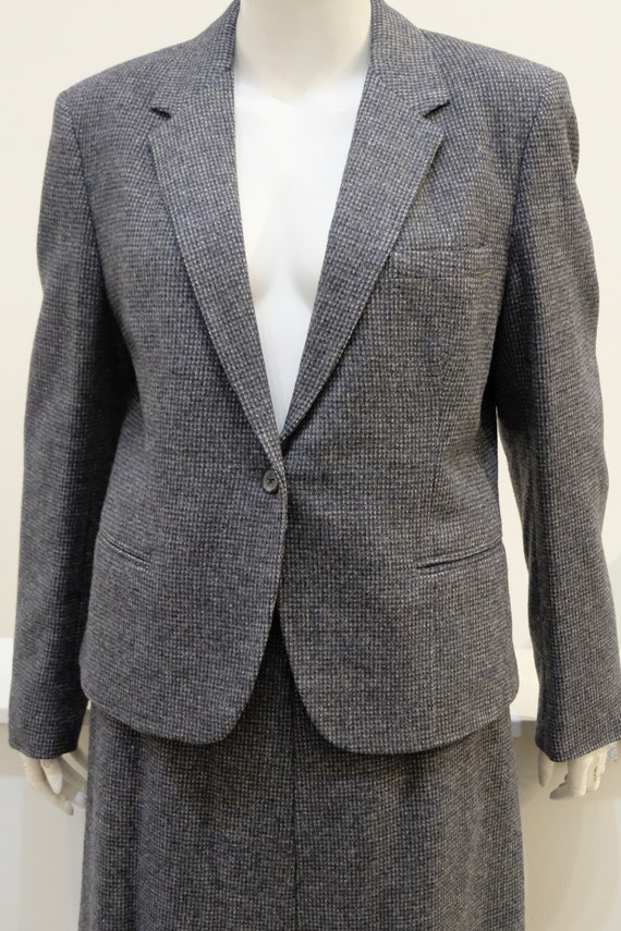 1980's Vintage WOMENS' Grey and Black Tweed Wool … - image 2