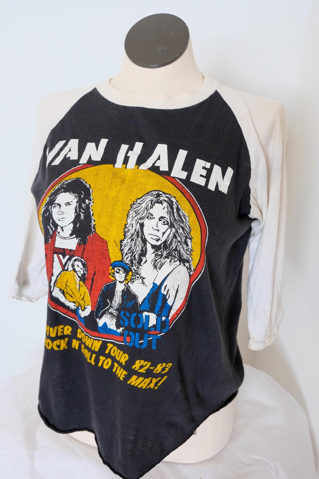 1980's Vintage Van Halen Concert Tour Raglan 3/4 Sleeve T-shirt