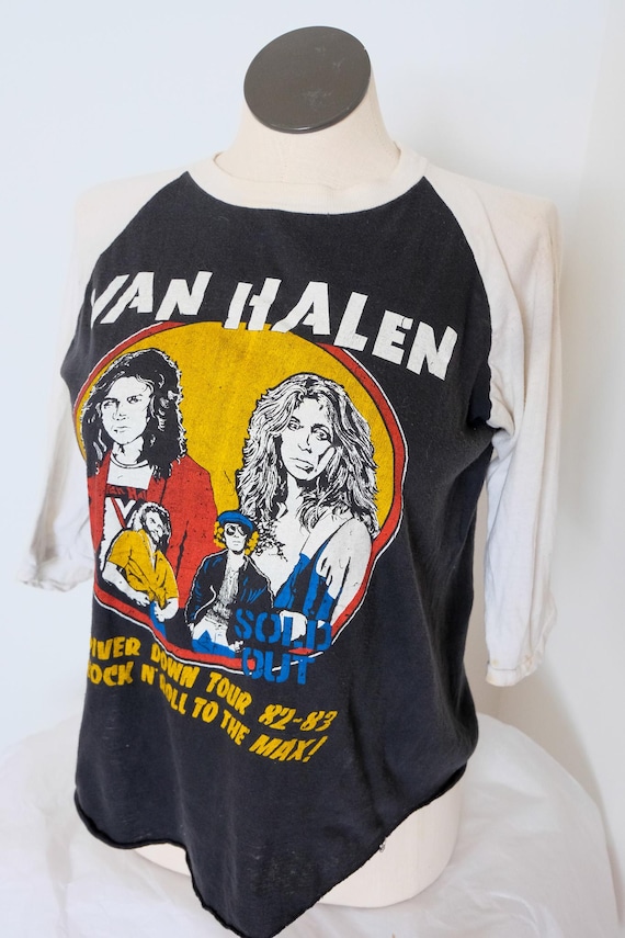 1980's Vintage Van Halen Concert Tour Raglan 3/4 Sleeve T-shirt