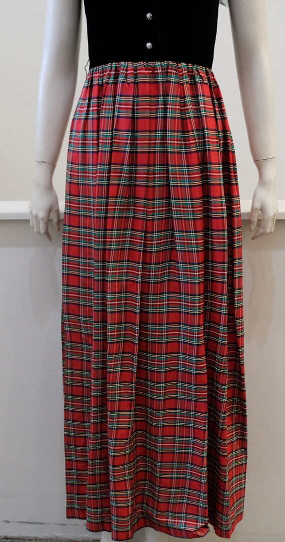 1970's Vintage Christmas Red Plaid Holiday Taffet… - image 4