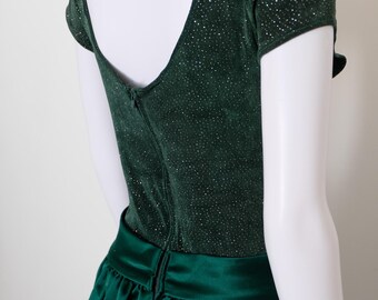 slim fit dress slacks Vintage 90s Green Velvet JESSICA McCLINTOCK Collared Mini Dress  Barrio  Boutique