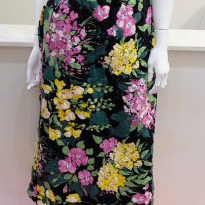 1970's Vintage Quilted Cotton Bright Floral Maxi Skirt-Modern Size 4 Waist 26Yellow, Green, Purple & Black Super Cute Hostess Party Wear image 9