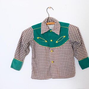 1950's Vintage Kids Boys Cotton Flannel Western Box Plaid Shirt