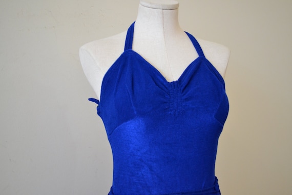 1940's Vintage Electric Blue Webfoot design Tie up