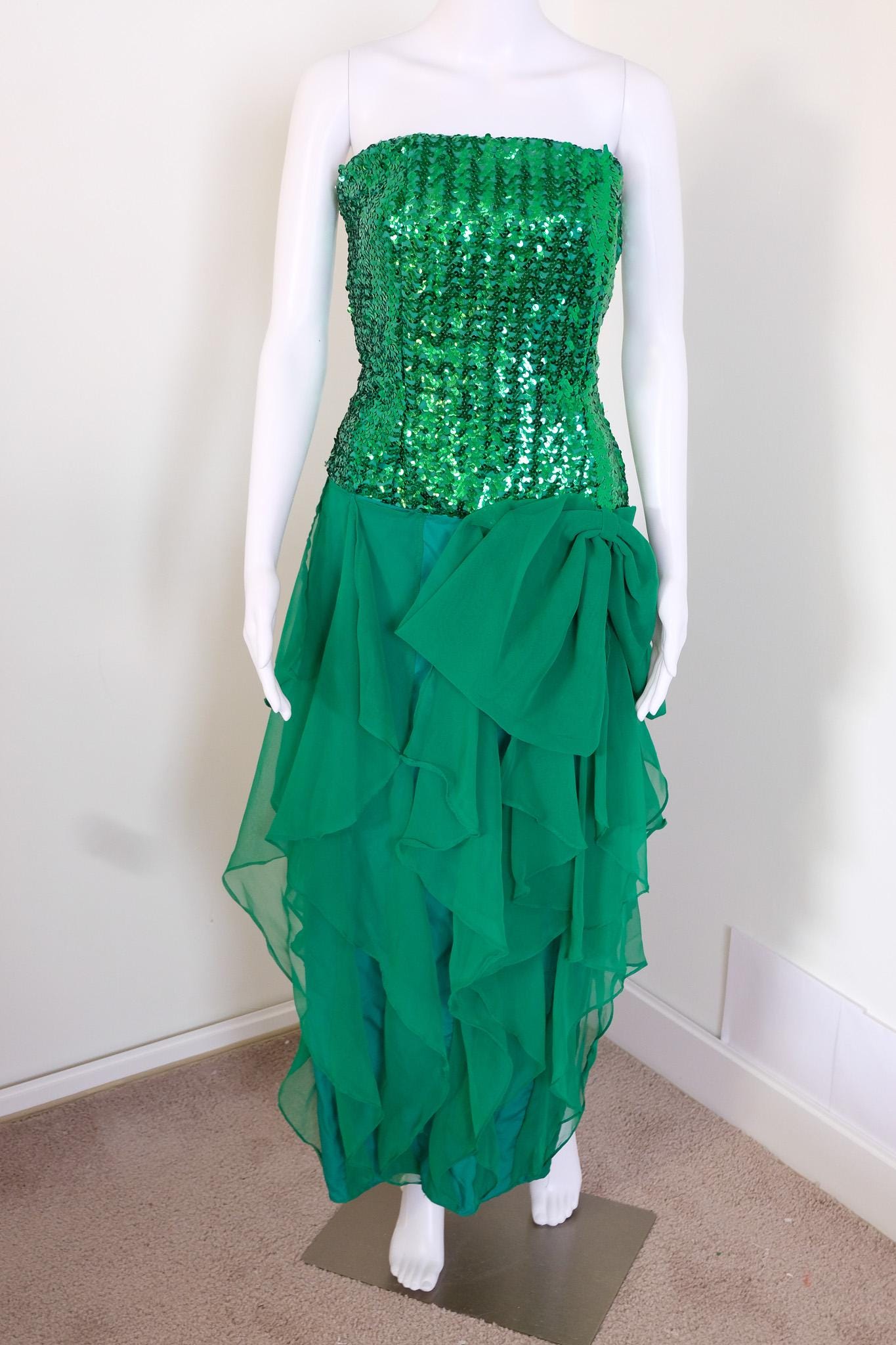Strapless Sequin Green Dress - Etsy