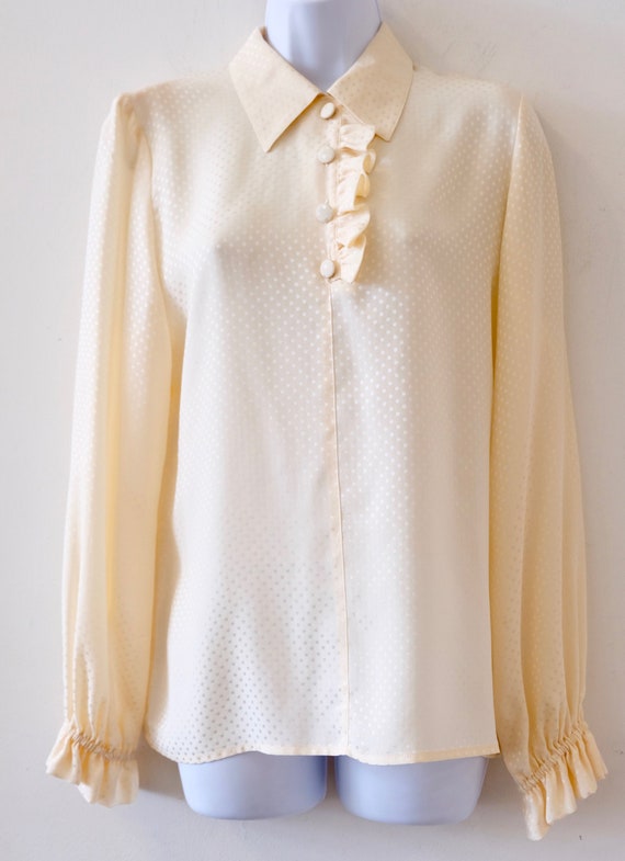 1980's Vintage Ivory Valentino Womens Silk Shirt B