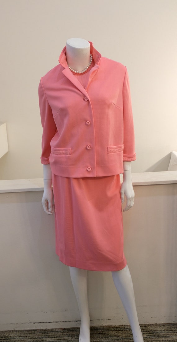 1960's Vintage WOMENS' Polyester Bright Pink 3 Pi… - image 7
