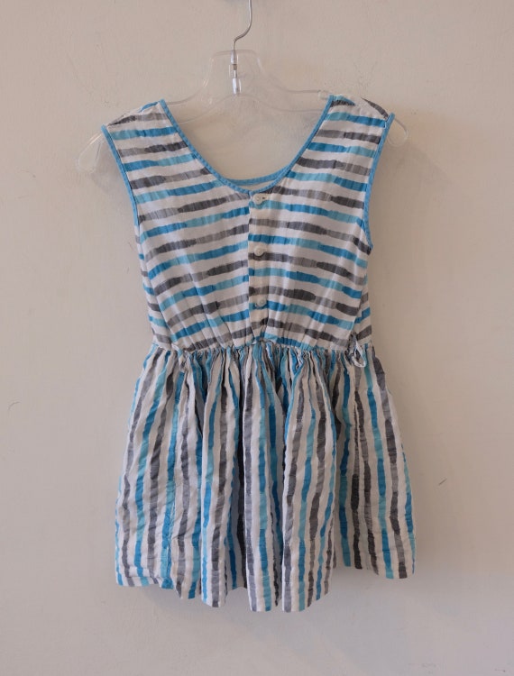 1950's Vintage Little Girl Dress Seersucker Cotto… - image 2