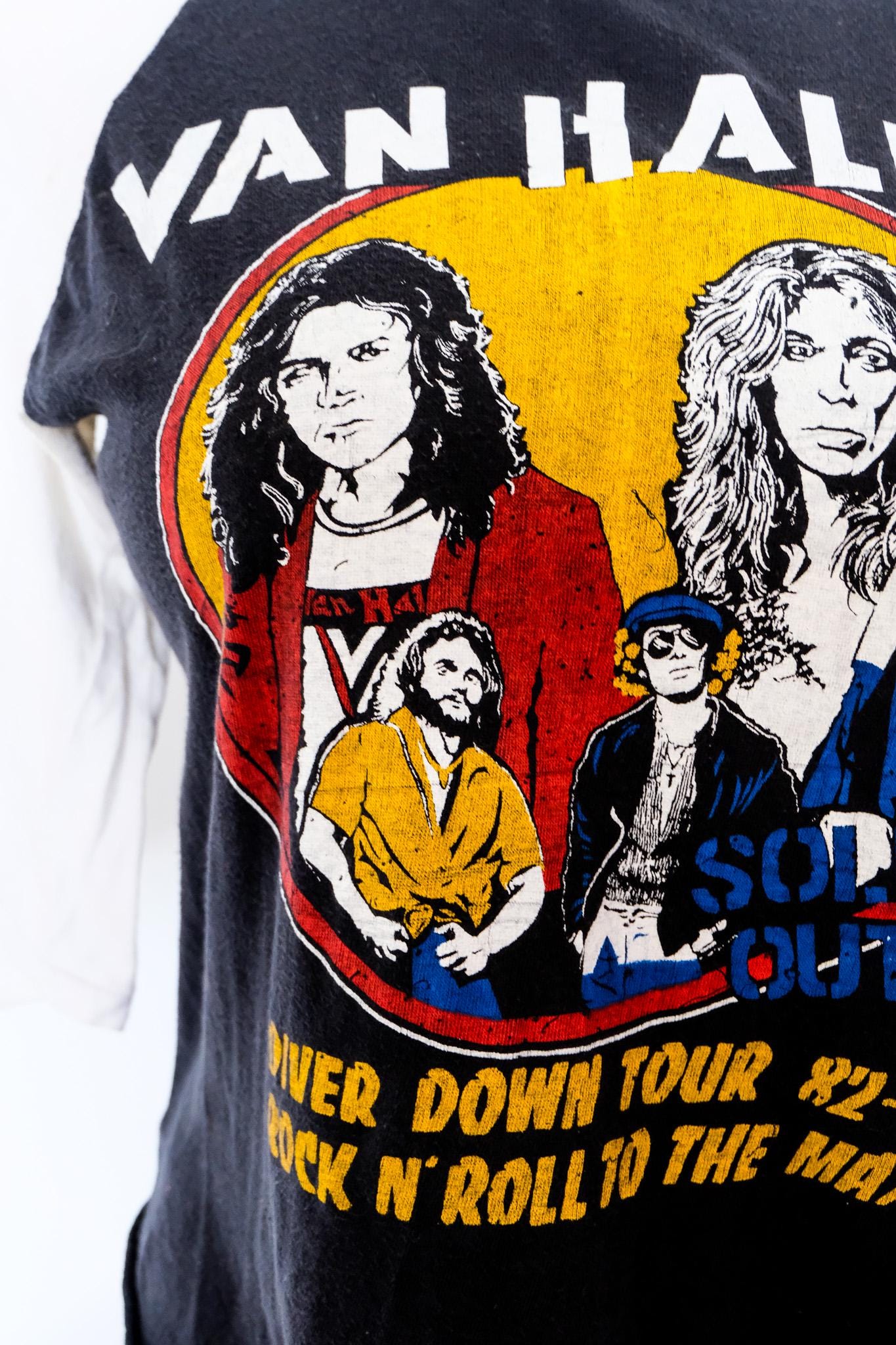 1980's Vintage Van Halen Concert Tour Raglan 3/4 Sleeve T-shirt
