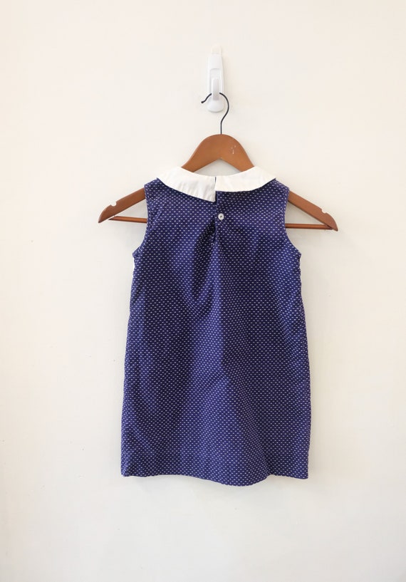 1970's Vintage Girls Sears Cotton Navy Blue w/ Wh… - image 2