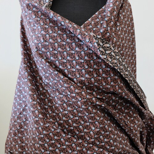 1950's vintage cotton paisley fabric brown shops black torquoise pink 5 yards by 36