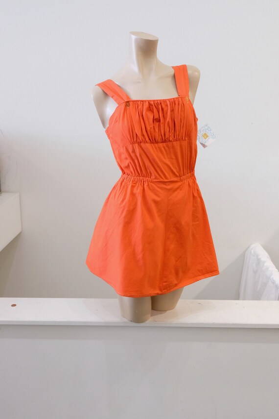1950's Vintage Orange Cotton 1 Piece Swimsuit 26"