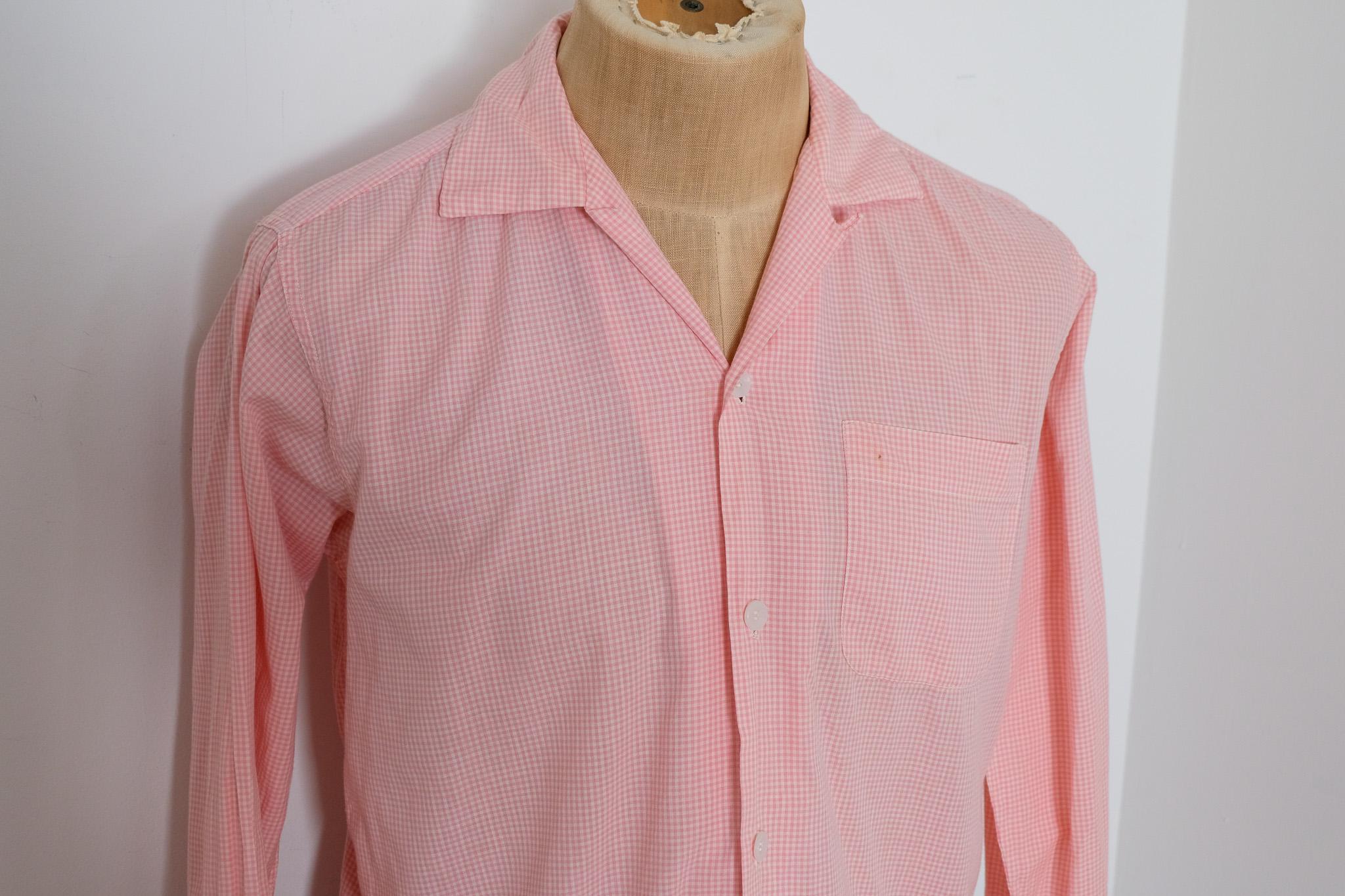 1950's Vintage Don Juan of California Medium Mens Gingham Pink and