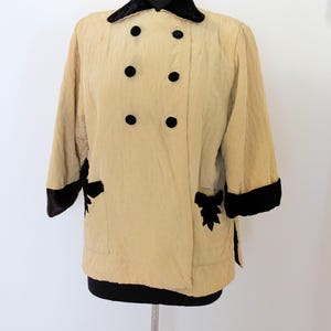 1950&#39;s Vintage Quilted Yellow with Black Bed Jacket size Mediumish  Part of our &quot;She&#39;s Quilted For You&quot; Series!