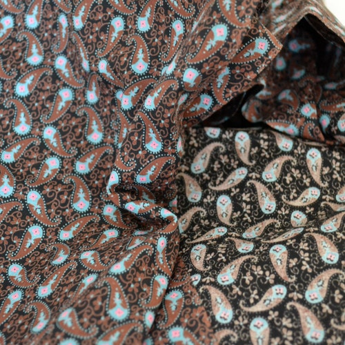 1950's vintage cotton paisley fabric brown shops black torquoise pink 5 yards by 36