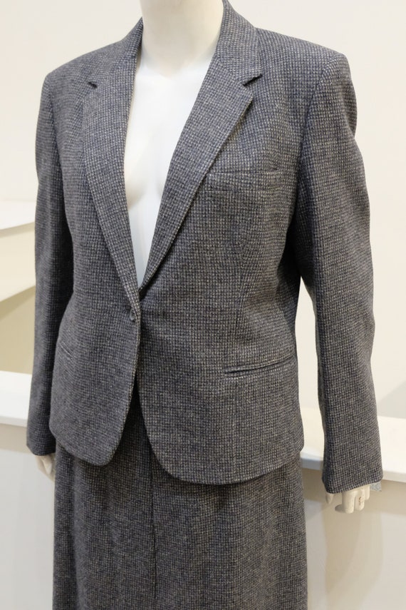 1980's Vintage WOMENS' Grey and Black Tweed Wool … - image 5