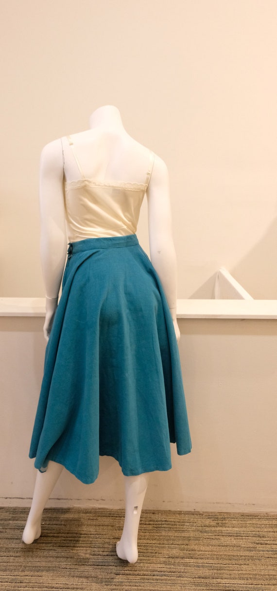 1950's vintage  bright turquoise cotton corduroy … - image 2