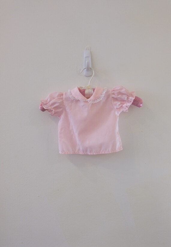 1960's Vintage Baby Shirt / Blouse /Top Pink Whit… - image 3